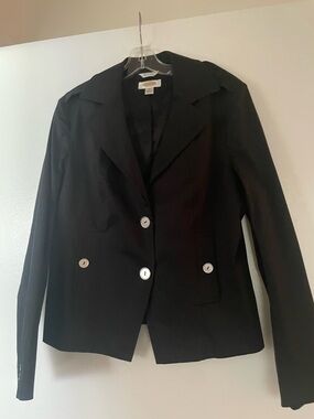 Talbots Black Button-Front Tailored Blazer